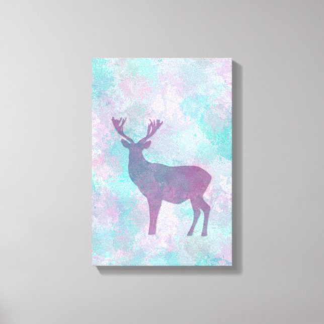 Deer silhouette Simple abstract Winter Cute Pastel Canvas Print (Front)