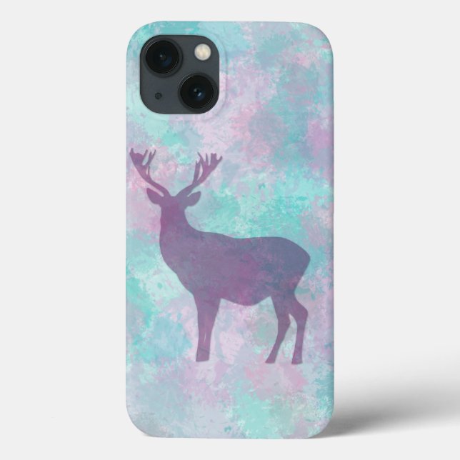 Deer silhouette Simple abstract Winter Cute Pastel Case-Mate iPhone Case (Back)