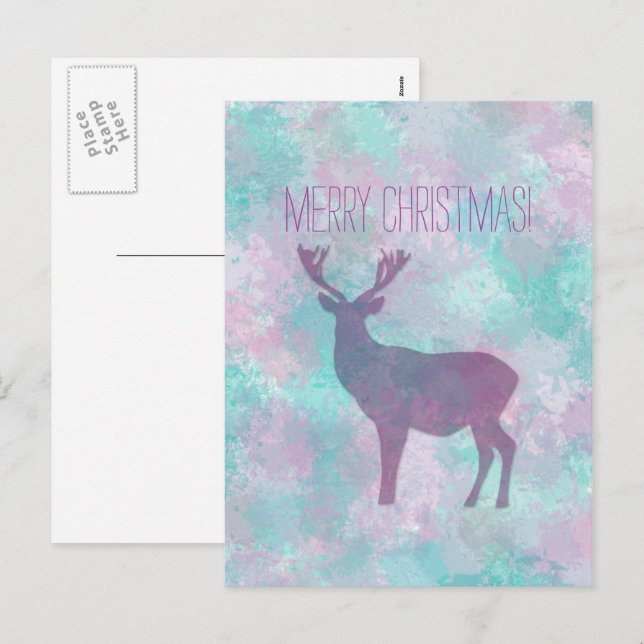 Deer silhouette Simple abstract Winter Cute Pastel Holiday Postcard (Front/Back)