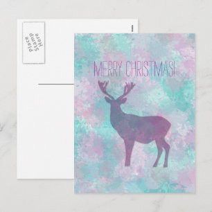 Deer silhouette Simple abstract Winter Cute Pastel Holiday Postcard