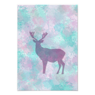 Deer silhouette Simple abstract Winter Cute Pastel Photo Print