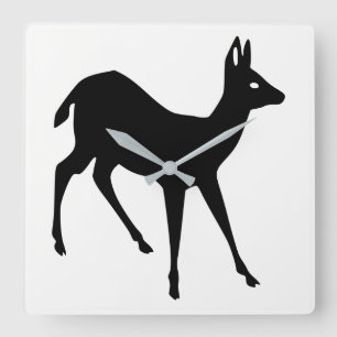 Deer Silhouette Square Wall Clock