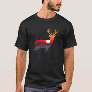 Deer Silhouette Sunset Watcher Landscape Nature Ca T-Shirt
