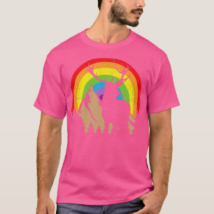 Deer silhouette with rainbow background T-Shirt