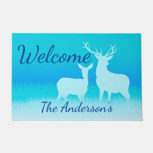 Deer Silhouette Woodland Personalised Welcome Doormat