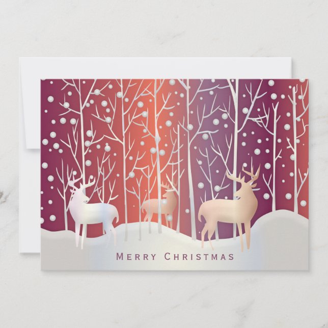 Deer Silhouettes in Snow Orange Purple Holiday  (Front)