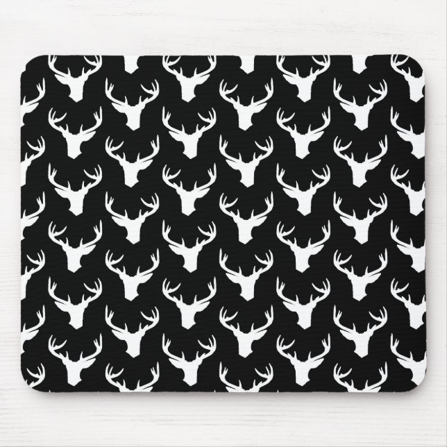 Deer Silhouettes Print Pattern Deer Antlers Art Mouse Mat (Front)