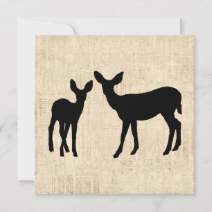 Deer Silhouettes Vintage Animal Deer Artwork Holiday Card