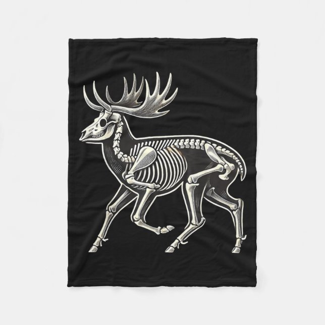 Deer Skeleton Halloween Fleece Blanket (Front)