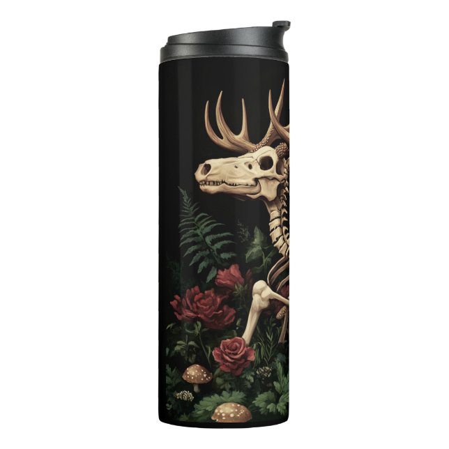 Deer Skeleton Mystical Gothic Floral  Thermal Tumbler (Rotated Left)