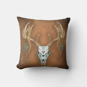 Deer Skull Antlers Vintage Cushion