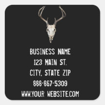 Deer Skull Business Sticker on Black Background
