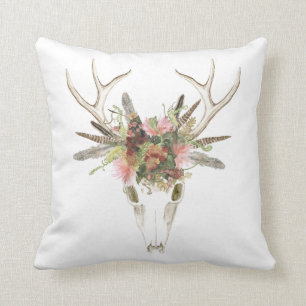 Deer Skull & Flowers Cushion