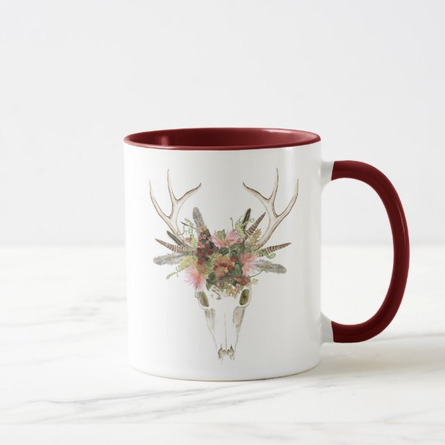 Deer Skull & Flowers Mug (Right)