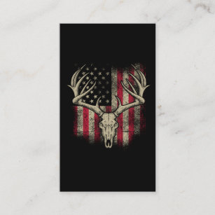 Deer Skull Hunter American Flag Deer Hunting USA Business Card