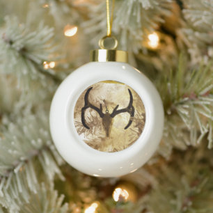 deer skull ornament white Christmas tree