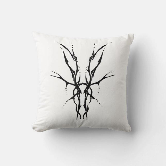 Deer Skull Tribal Design for deer Hunters black Cushion (Front)