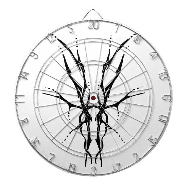 Deer Skull Tribal Design for deer Hunters black Dartboard (Front)