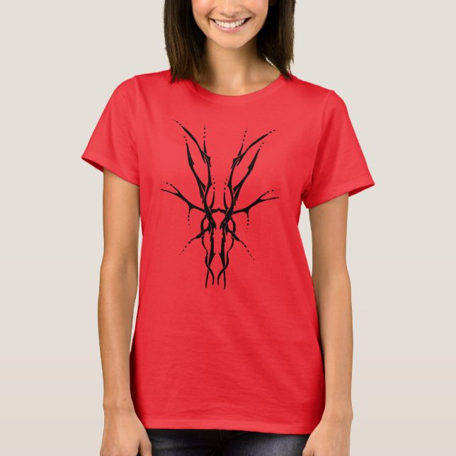 Deer Skull Tribal Design for deer Hunters black T-Shirt (Front)