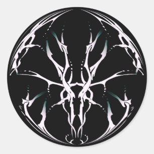 Deer Skull Tribal Design for deer Hunters white Classic Round Sticker