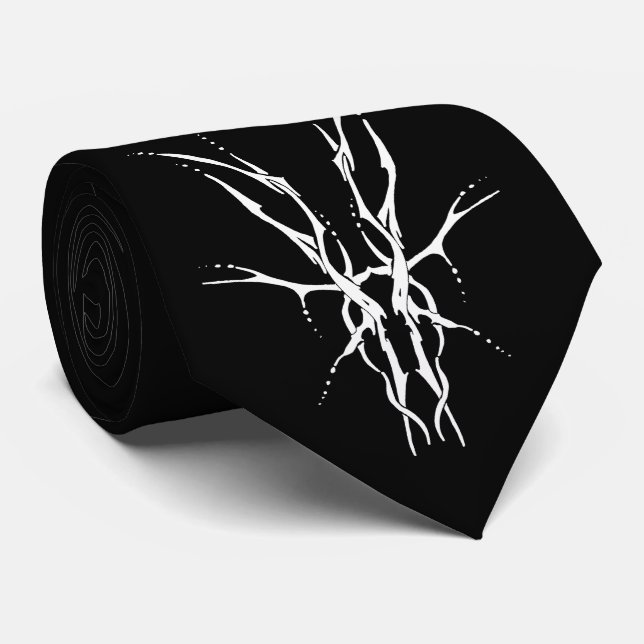 Deer Skull Tribal Design for deer Hunters white Tie (Rolled)