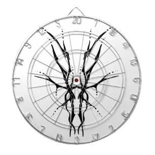 Deer Skull Tribal Tattoo Design - black and white Dartboard