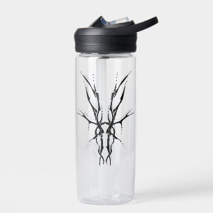 Deer Skull Tribal Tattoo Design - black and white Water Bottle