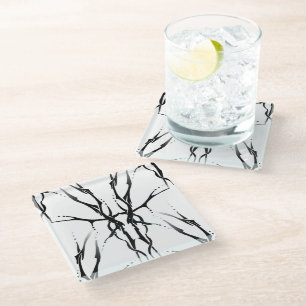 Deer Skull Tribal Tattoo Design Digital Mirror Glass Coaster