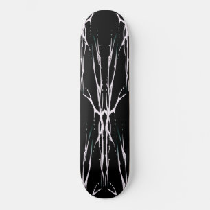 Deer Skull Tribal Tattoo Design - white on black Skateboard