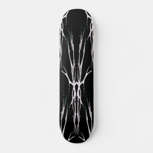 Deer Skull Tribal Tattoo Design - white on black Skateboard