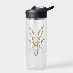 Deer Skull Tribal Tattoo - gold Water Bottle