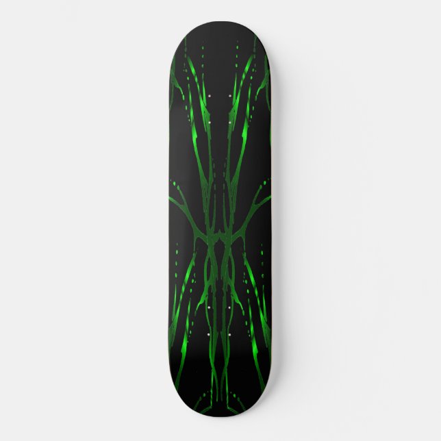 Deer Skull Tribal Tattoo - green Skateboard (Front)