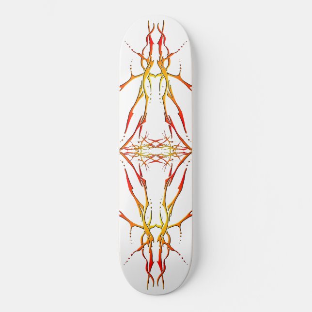Deer Skull Tribal Tattoo - red Skateboard (Front)