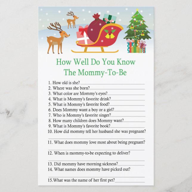 Deer sleigh with presents how well do you know (Front)