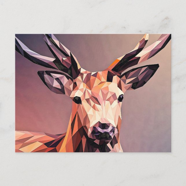 Deer Small Poly Art Design-54655 Holiday Postcard (Front)
