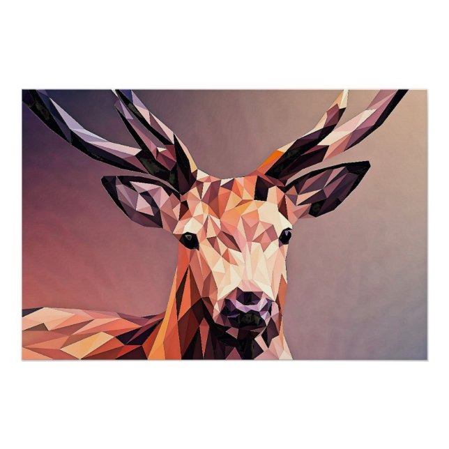 Deer Small Poly Art Design  Poster (Front)