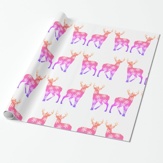 Deer Snowflakes Winter Holidays  Wrapping Paper (Unrolled)
