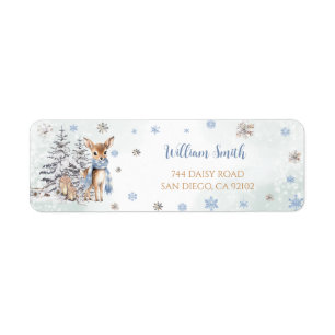 Deer Snowflakes Winter Return Return Address
