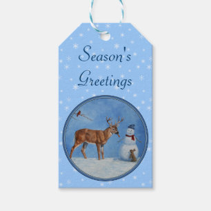 Deer & Snowman Christmas Snowflakes Gift Tags
