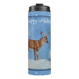 Deer & Snowman Christmas Snowflakes Thermal Tumbler
