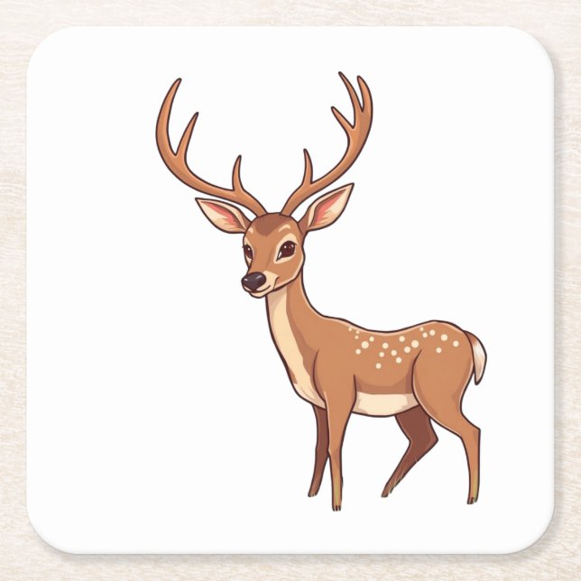 Deer Square Paper Coaster (Front)