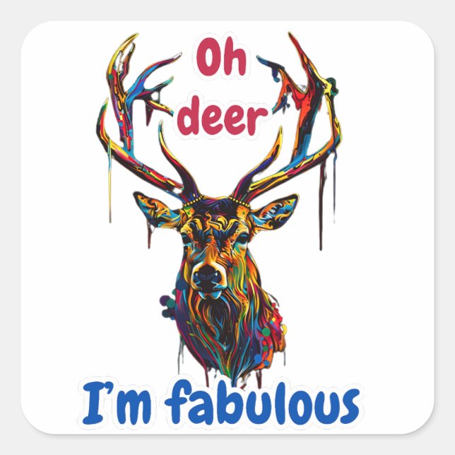 Deer Square Sticker (Front)