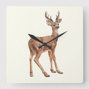 Deer Square Wall Clock