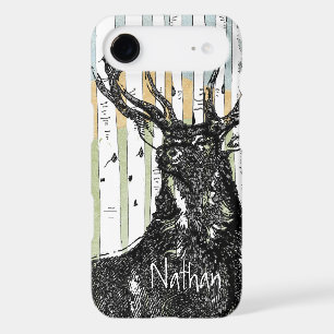Deer/Stag Birch Tree linen Personalise
