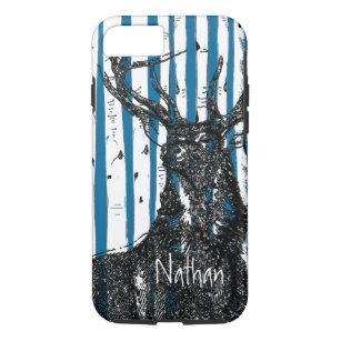 Deer/Stag Birch Tree Personalise iphone Case