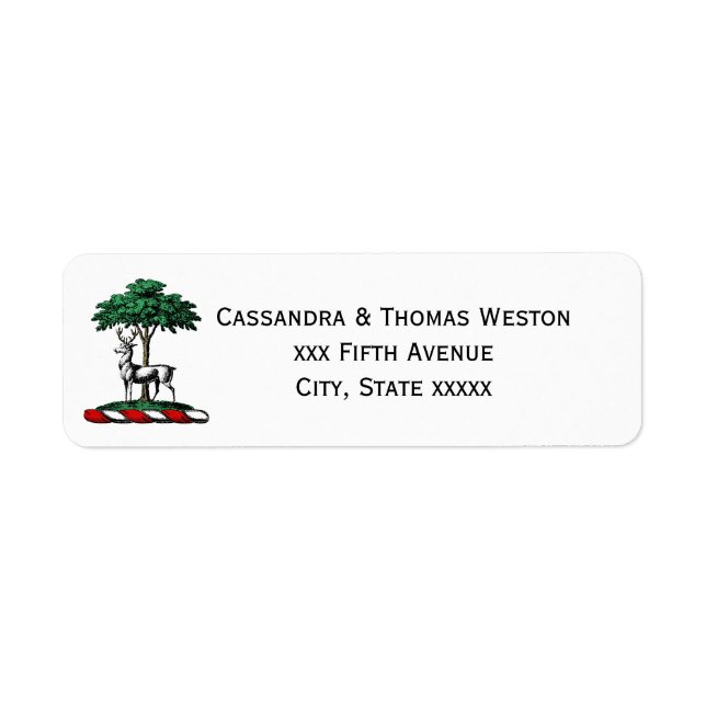 Deer Stag by Tree Heraldic Crest Emblem (Front)