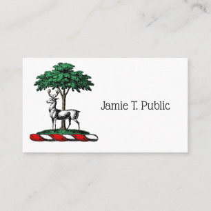 Deer Stag by Tree Heraldic Crest Emblem Business Card