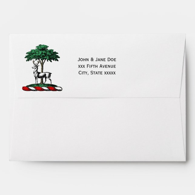 Deer Stag by Tree Heraldic Crest Emblem Envelope (Back (Top Flap))
