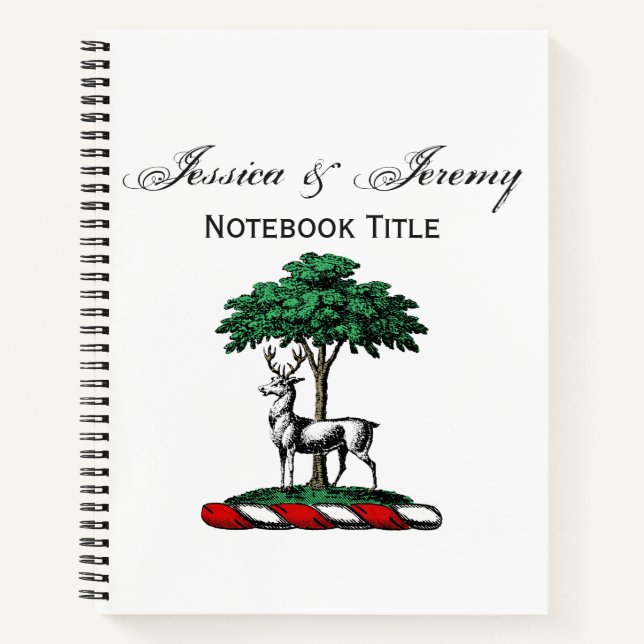Deer Stag by Tree Heraldic Crest Emblem Notebook (Front)