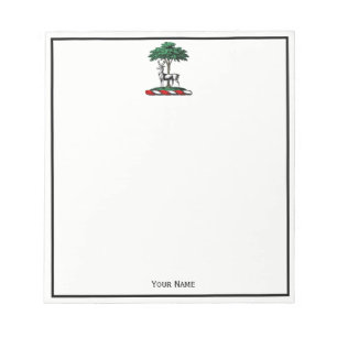Deer Stag by Tree Heraldic Crest Emblem Notepad